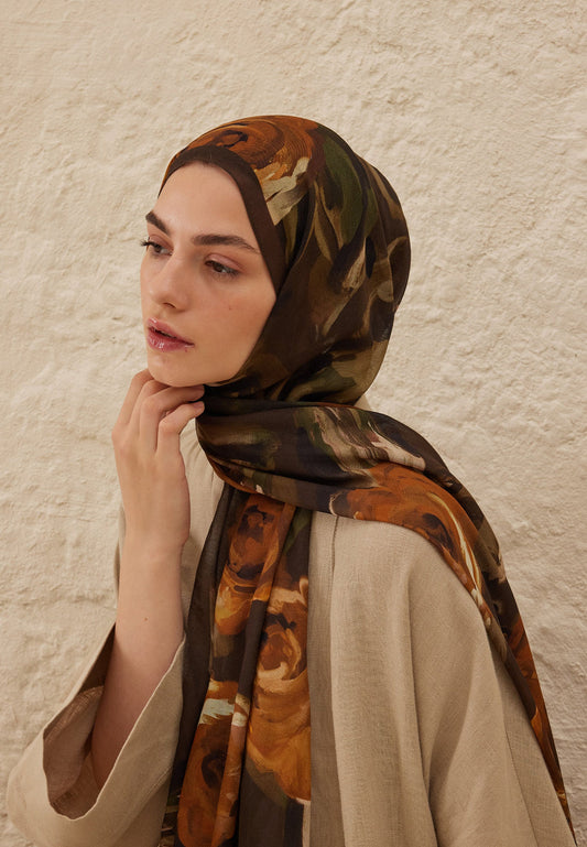 FreshScarfs Rami Hijab Summer Rose Kahve