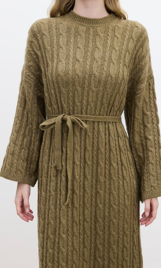 Manuka Maxi Strickkleid Khaki