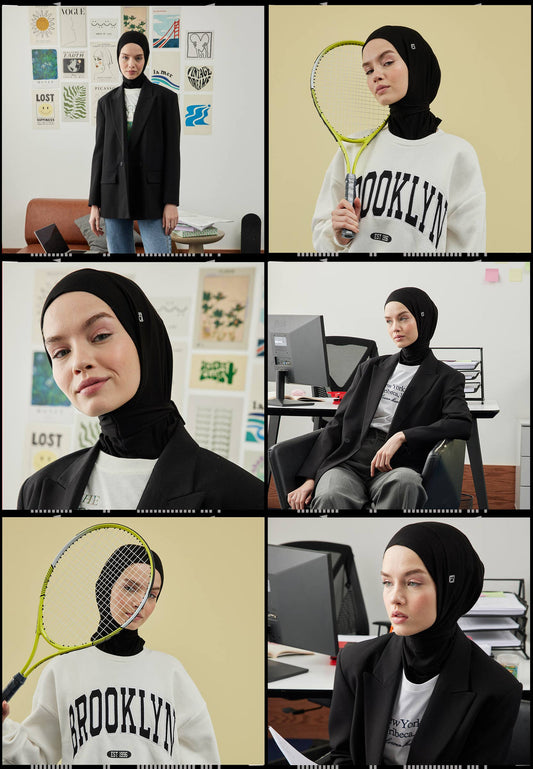 FreshScarfs Athletic Hijab Schwarz