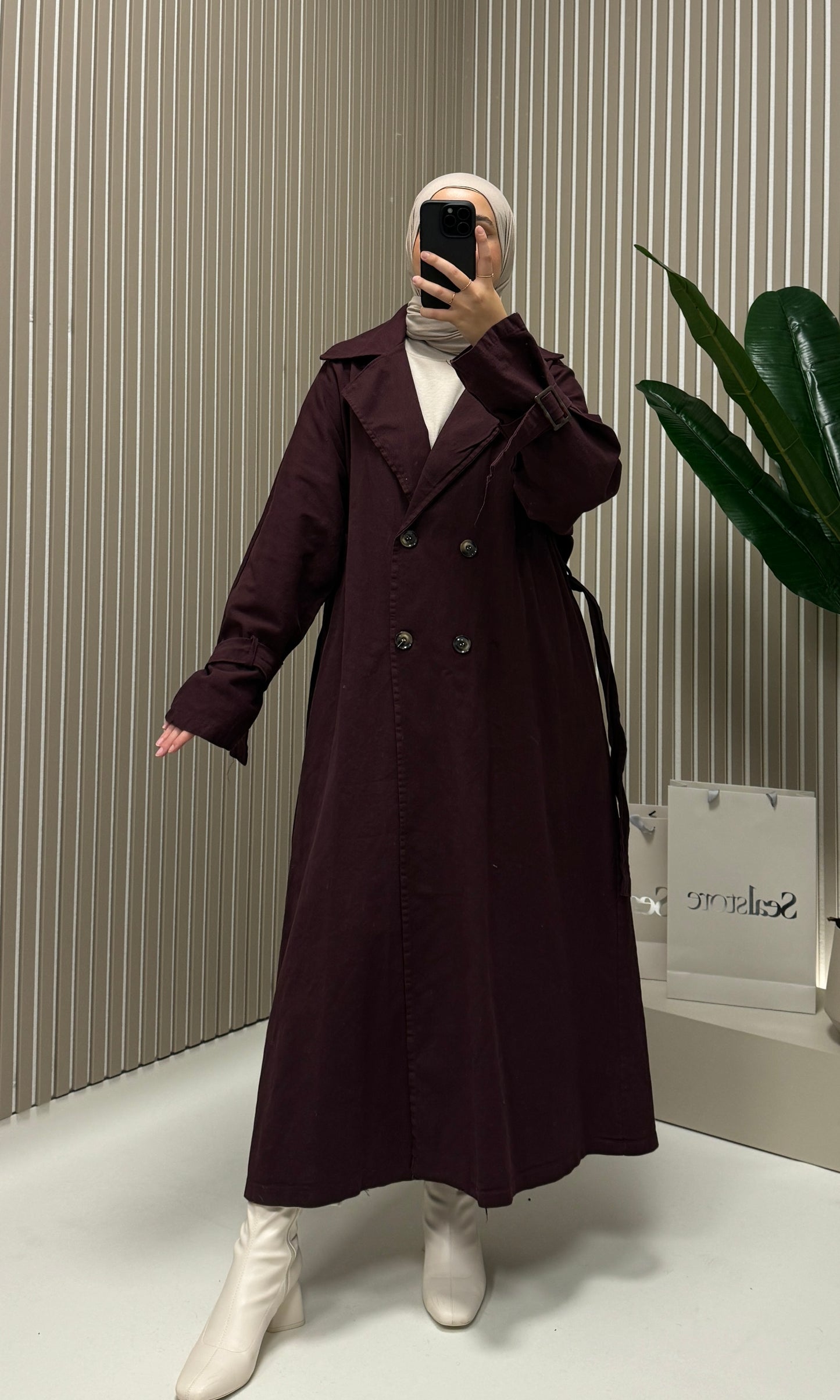 Denim Trenchcoat Burgundy