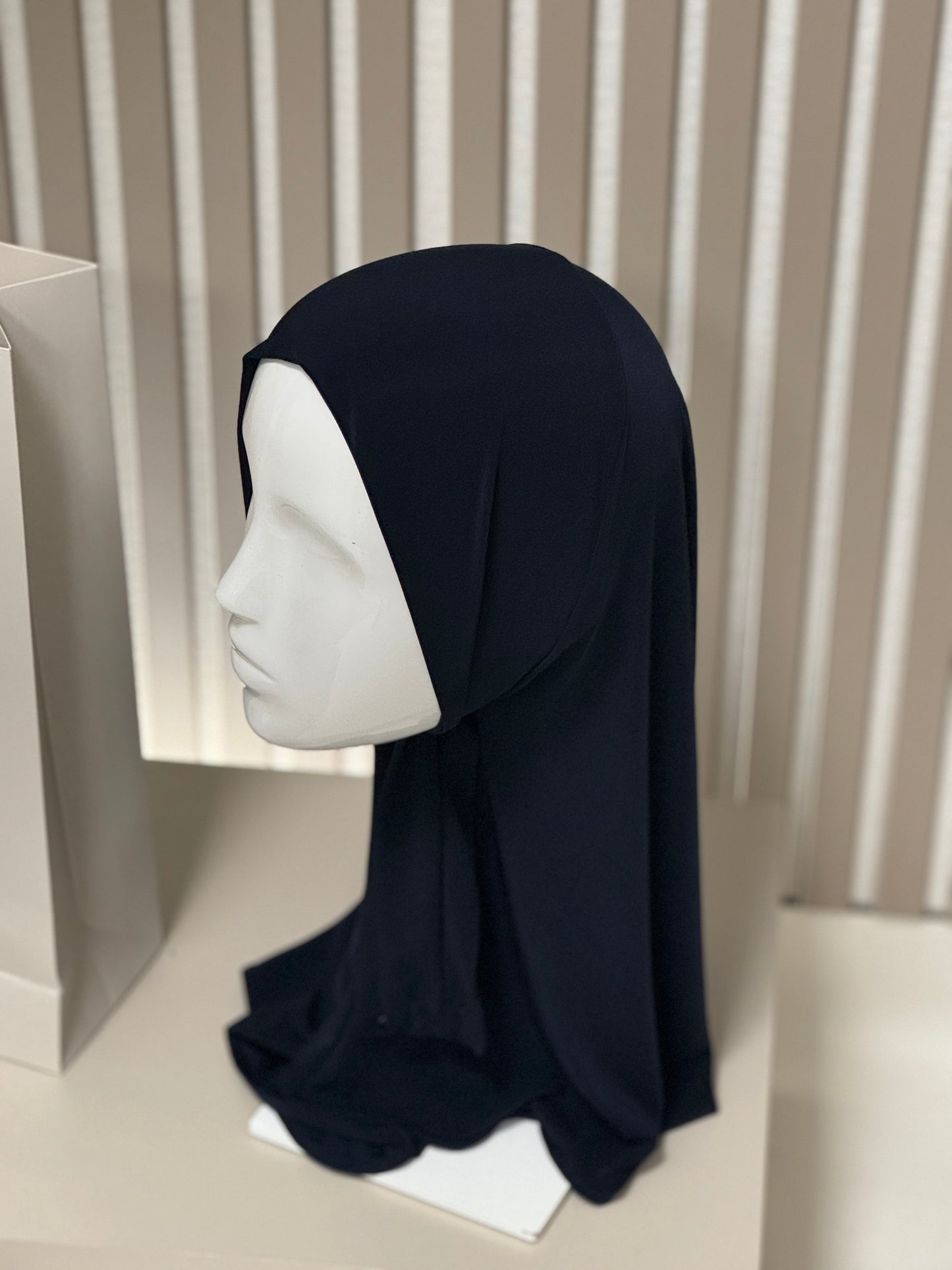 Fertigkopftuch Liquid Jersey mit Knöpfen Marineblau