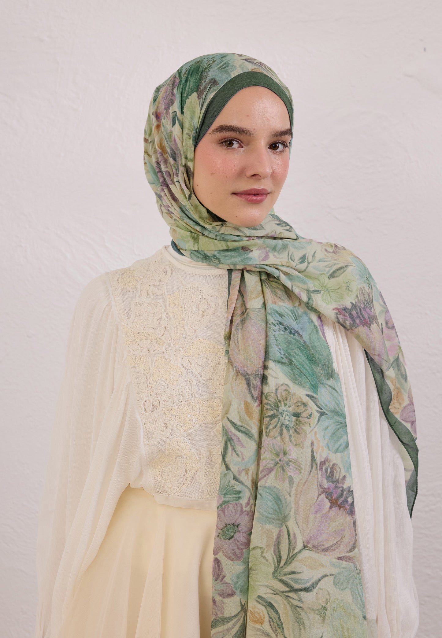 FreshScarfs Rami Hijab Vintage Garden Koyu Yesil