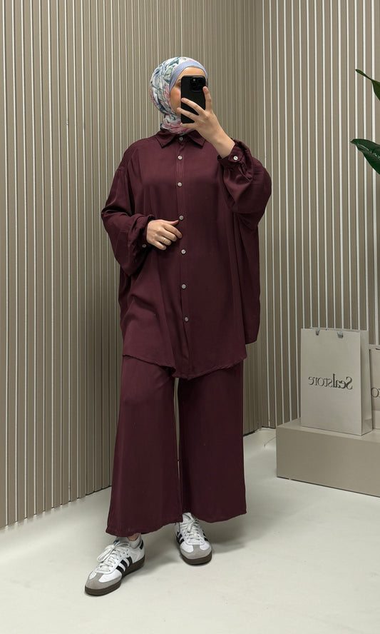 100% Lyocell 2-teiler Set Bordeaux
