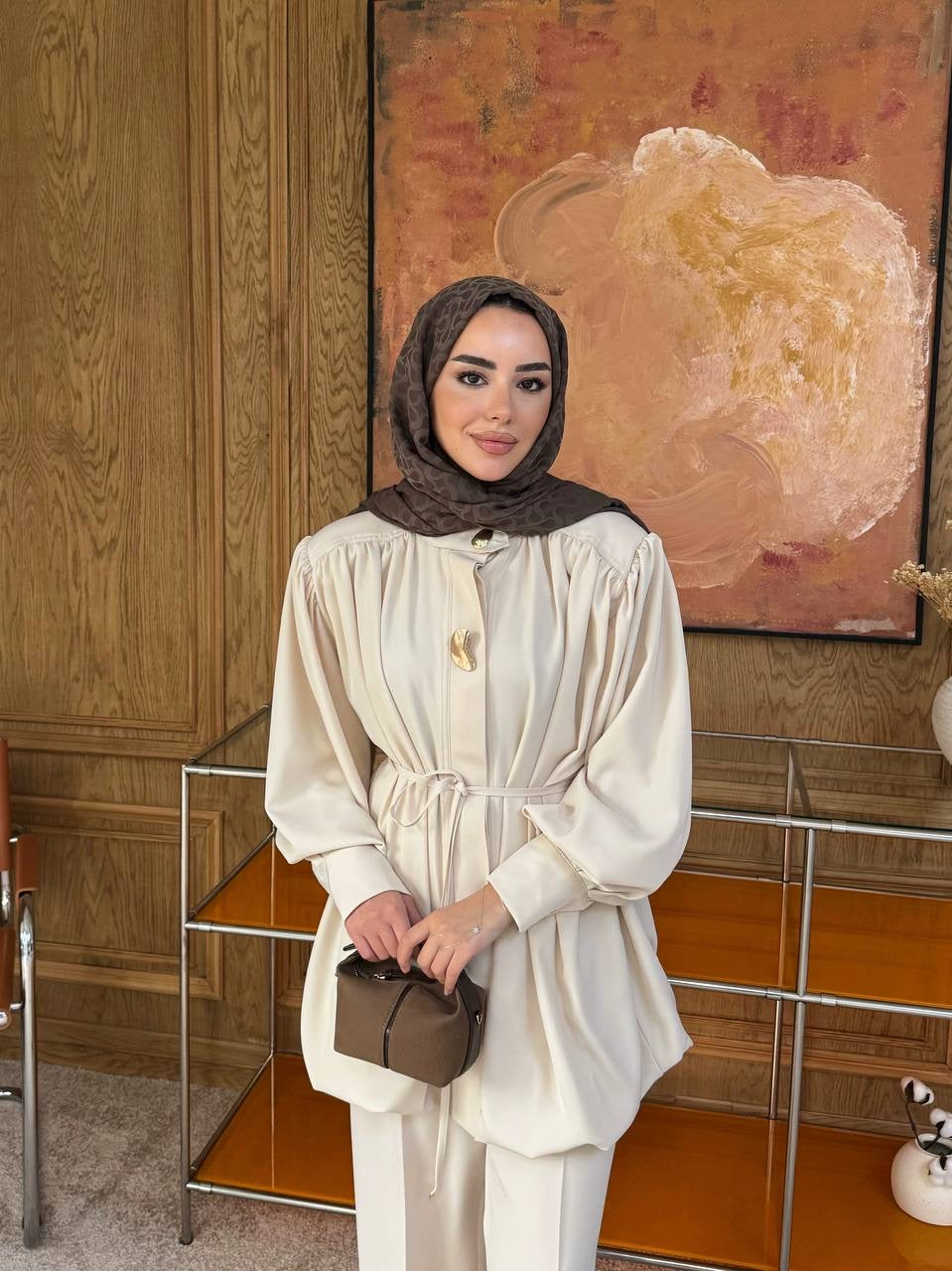 AhelTasarim Verda 2-teiler mit Hose Beige