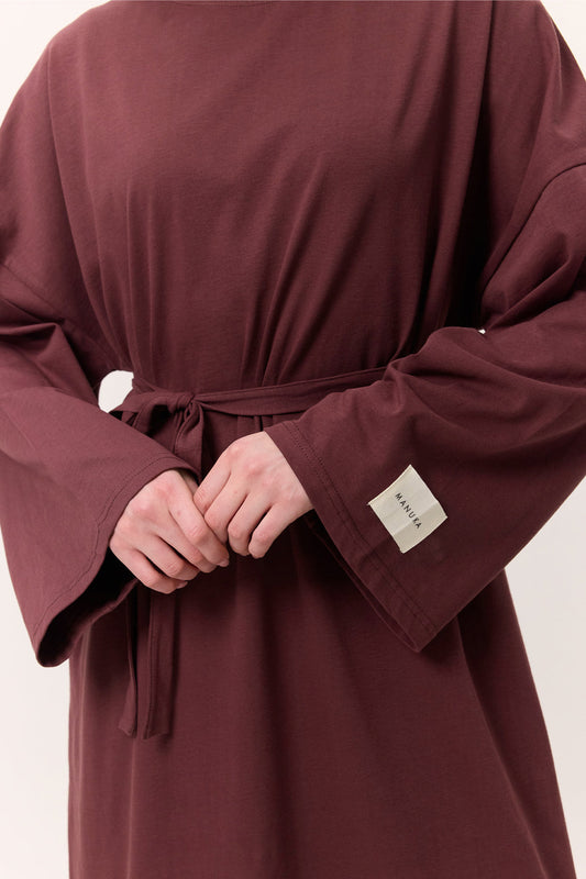 Manuka langes Basic Kleid Bordeaux