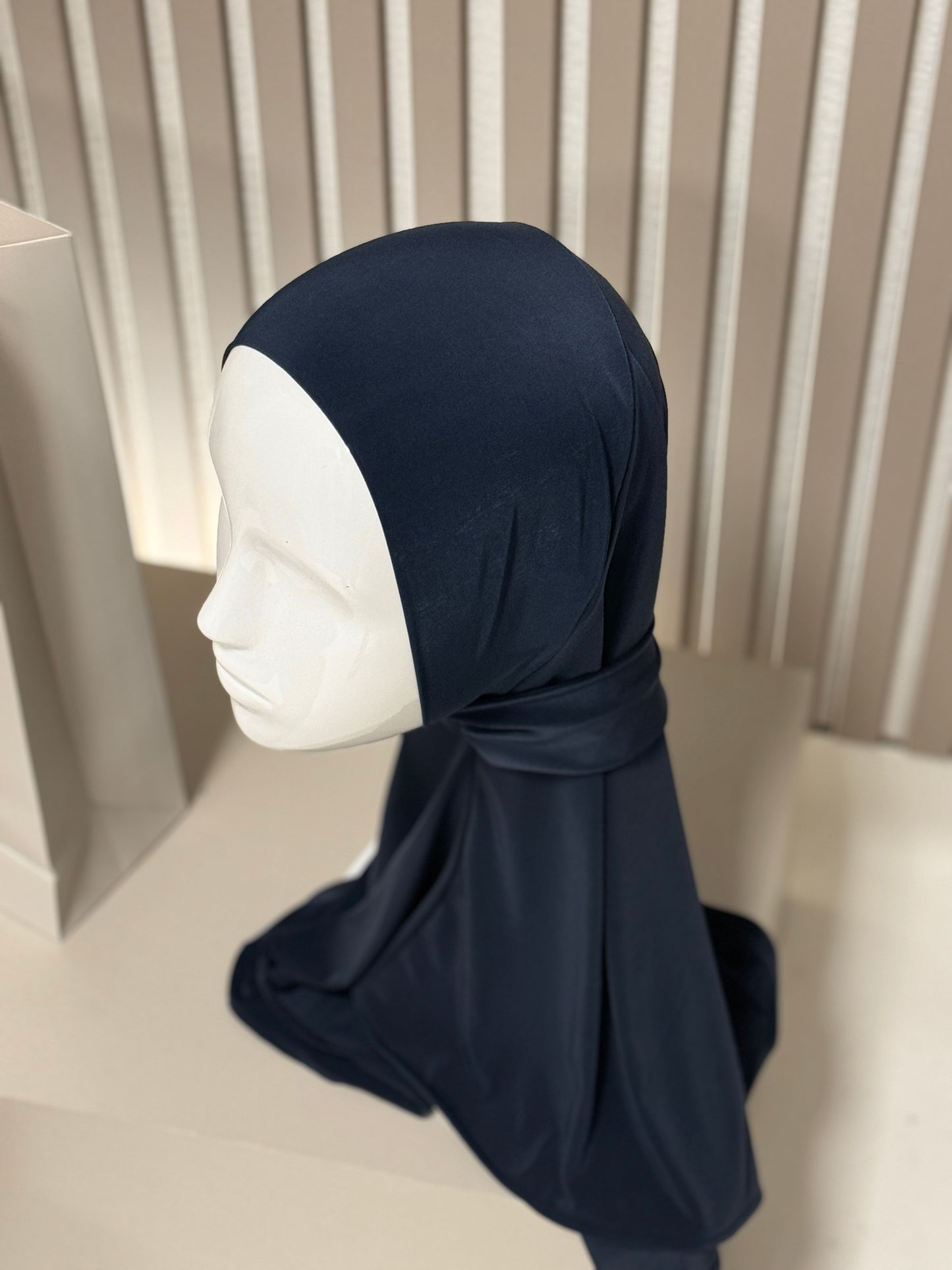 Fertigkopftuch Liquid Jersey mit Knöpfen Petrol