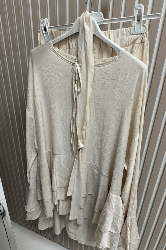 2-teiler Set mit Rock Beige