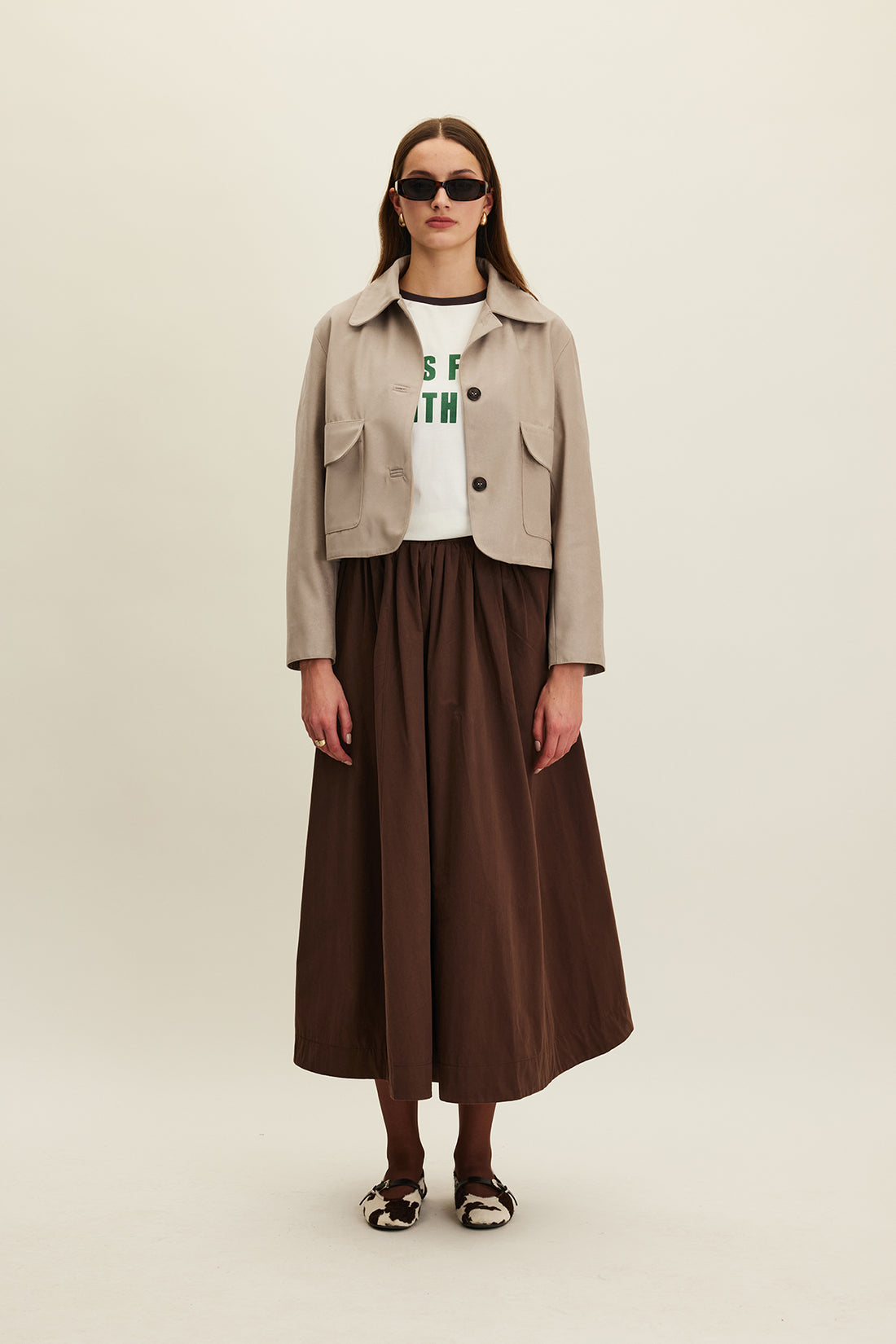 Manuka kurze Suede Jacke Sandfarben M-4506