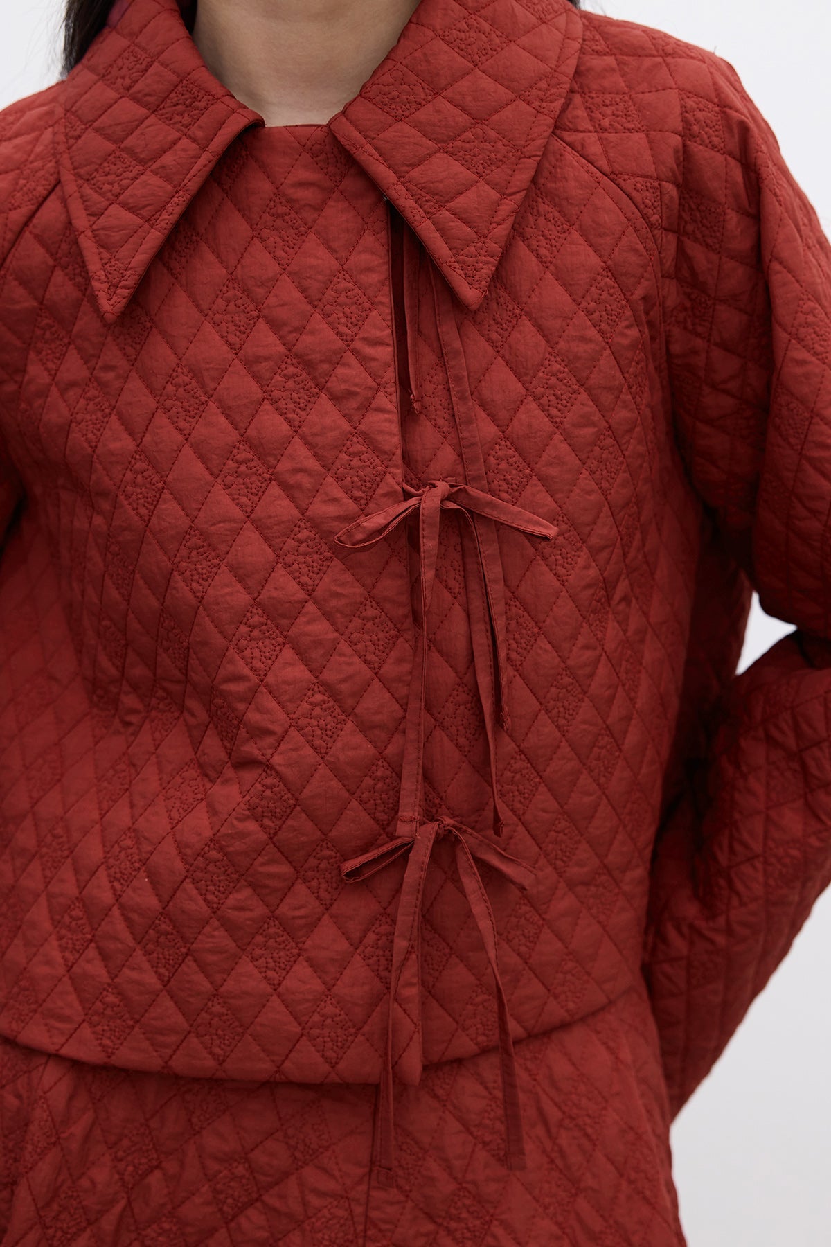 Manuka kurze Kapitone Jacke Bordeaux