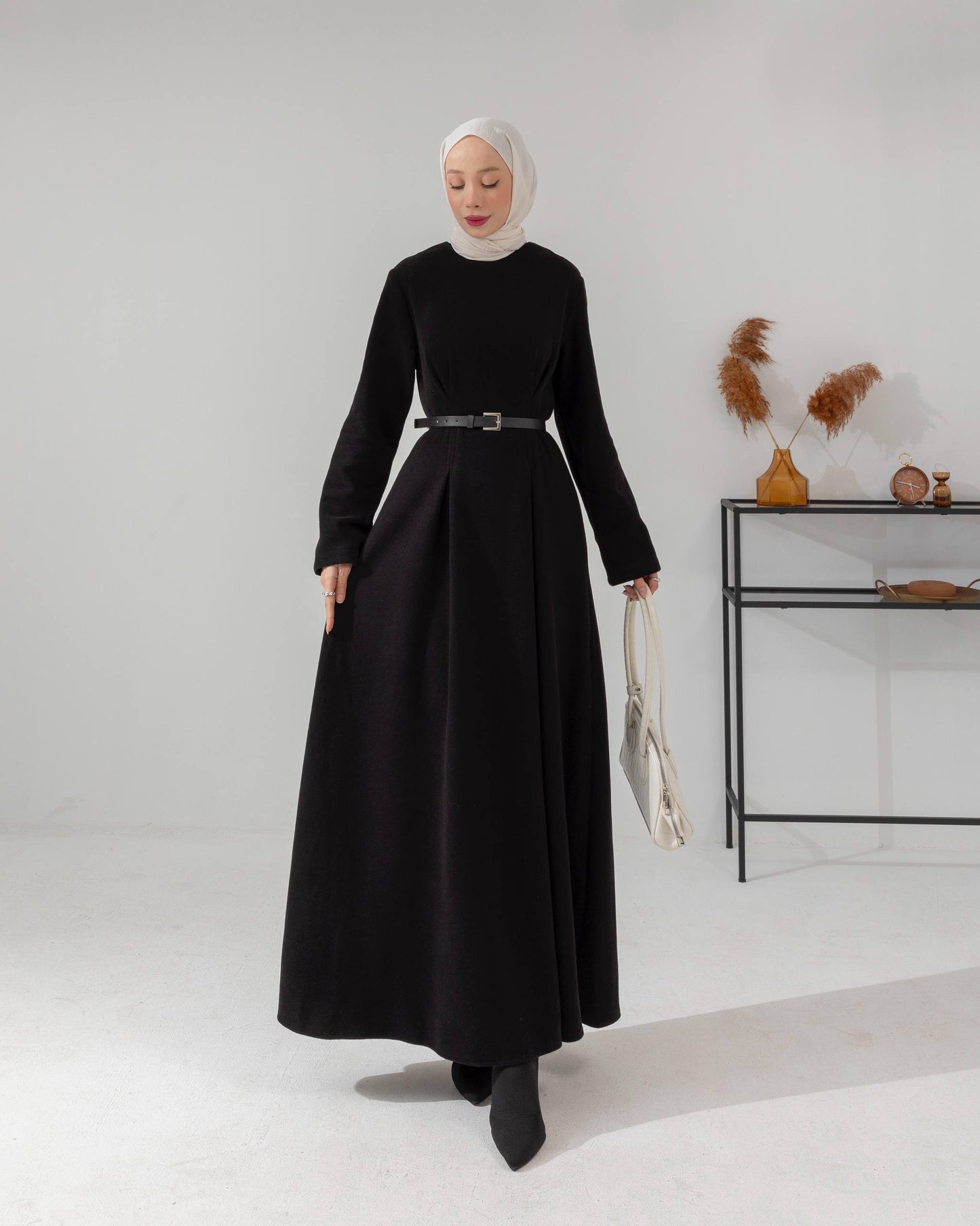 Meri Store Kleid mit Gürtel 6582 Schwarz