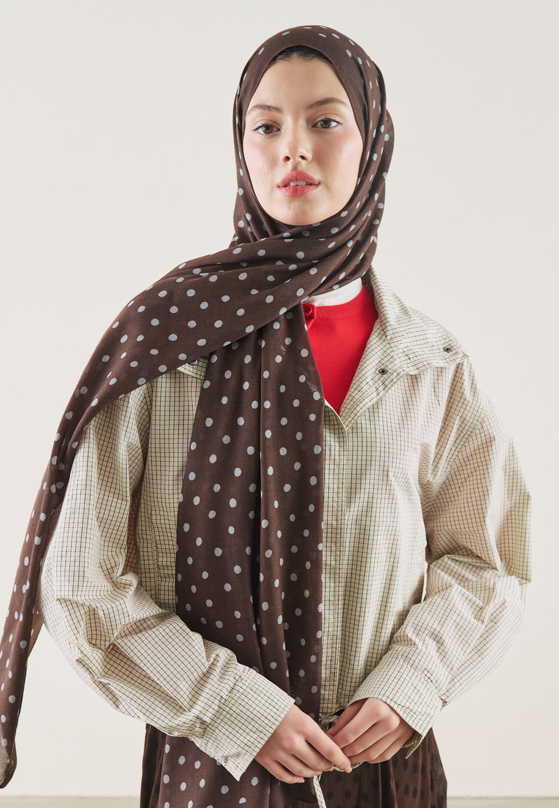 FreshScarfs Rami Hijab Small Polka Dots Aci Kahve