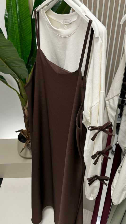 Jile Kleid mit Sweatshirt Braun