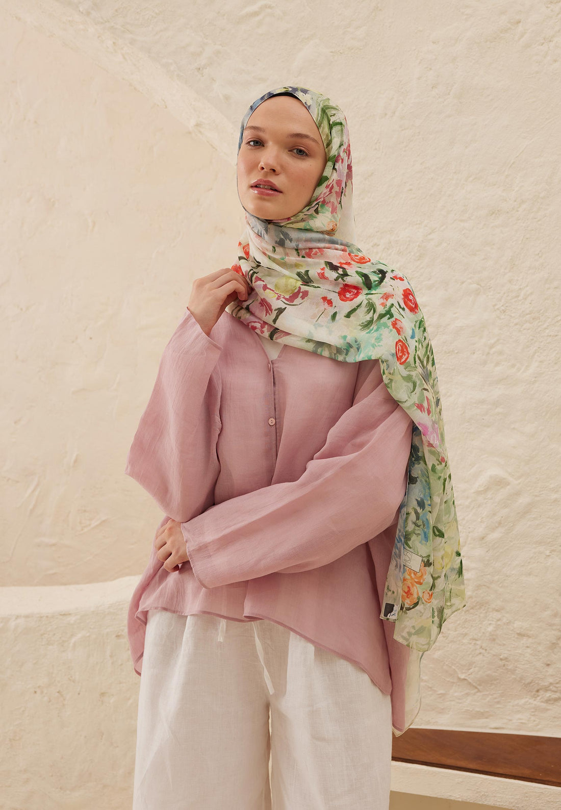 FreshScarfs Rami Hijab Margarit Desen Soft Yesil