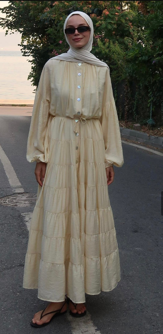 Daisy Kleid mit Knöpfen Buttergelb