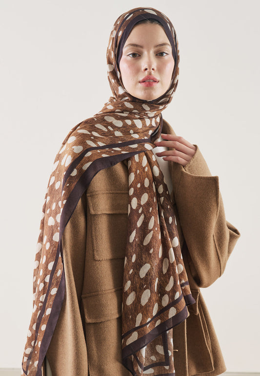 FreshScarfs Rami Hijab Wild Flawn Desen Kahve