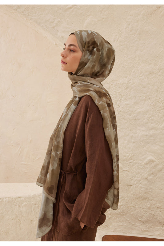 FreshScarfs Rami Hijab lizzy desen sütlü kahve