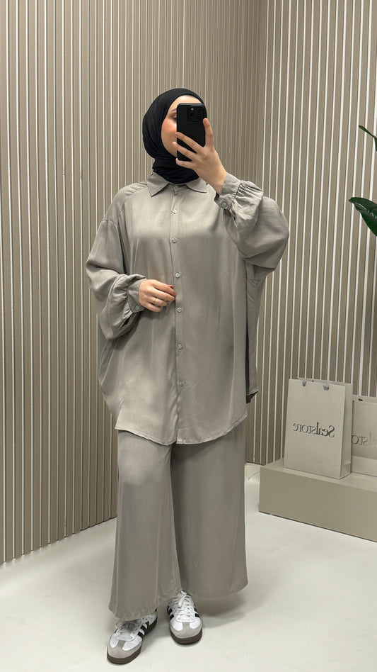 100% Lyocell 2-teiler Set Taupe