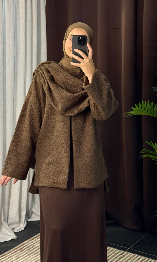 Teddy Mantel kurz mit Schaldetail