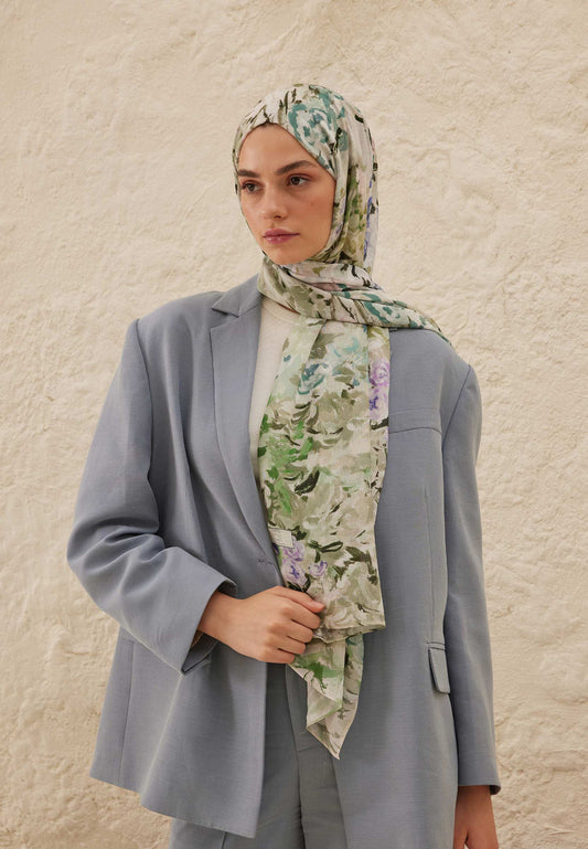 FreshScarfs Rami Hijab Margarit Desen Koyu Yesil