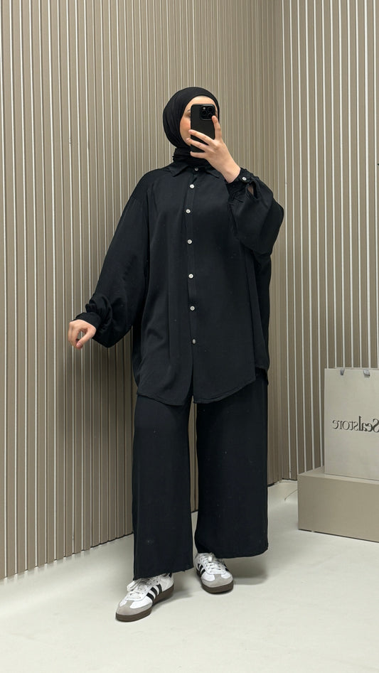 100% Lyocell 2-teiler Set Schwarz