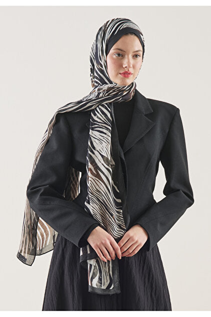 FreshScarfs Rami Hijab wild zebra desen kahve