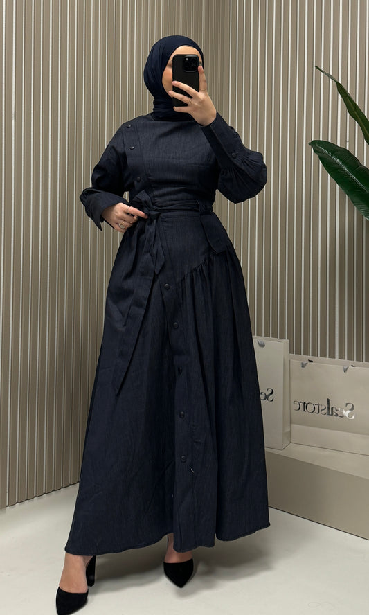 MOILA Kenza Denimkleid mit Knöpfen 614 Denimblau
