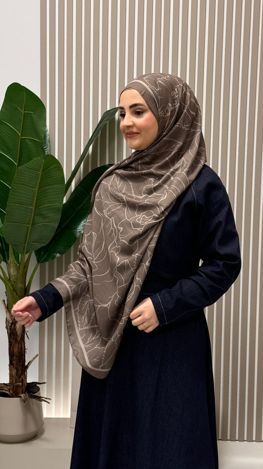 FLOWER Soft Vual Schal Taupe