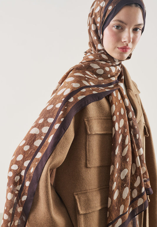 FreshScarfs Rami Hijab Wild Flawn Desen Kahve