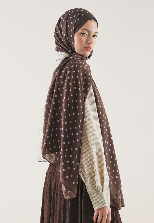 FreshScarfs Rami Hijab Small Polka Dots Aci Kahve