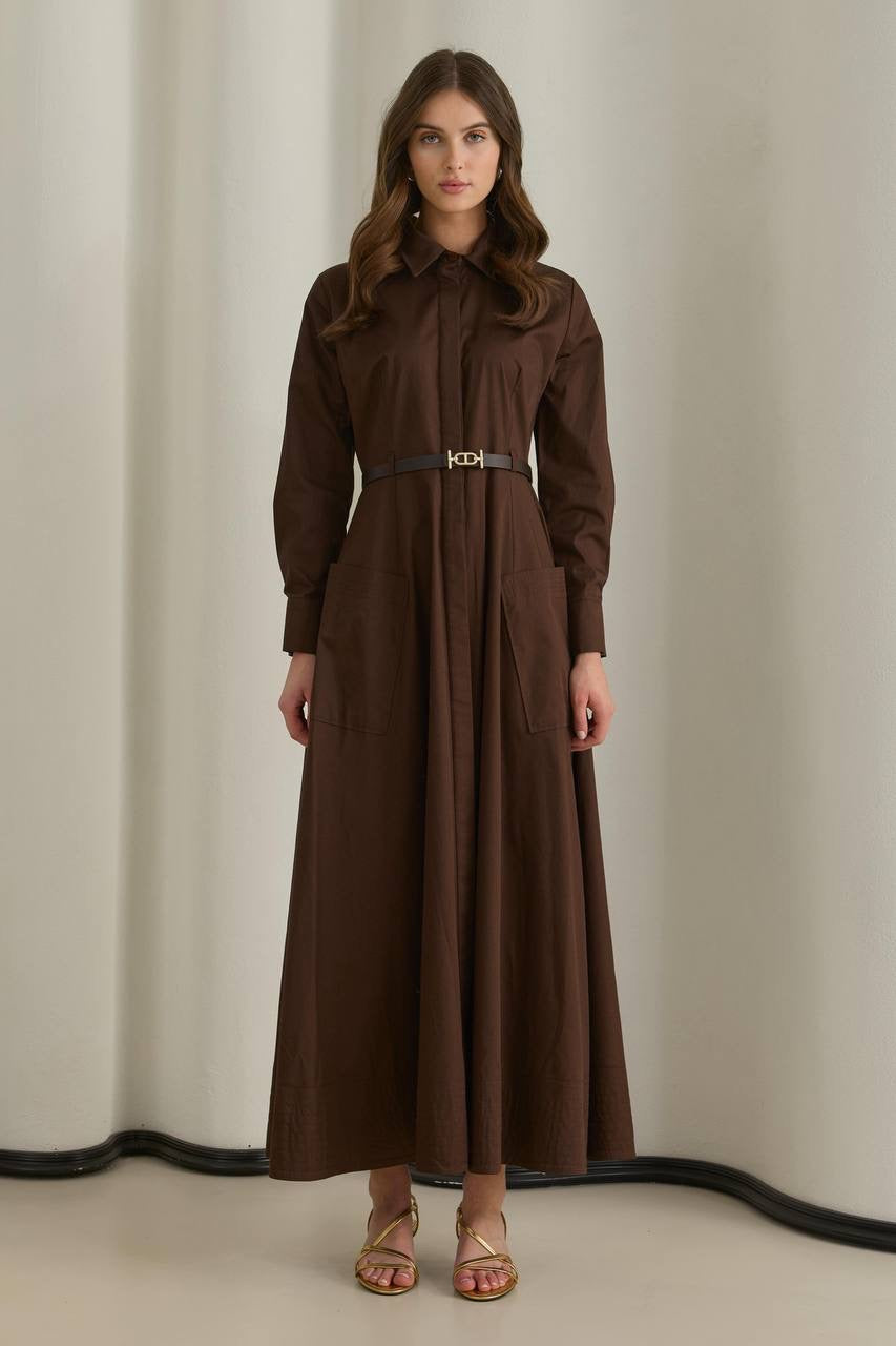 Moila Kleid mit Gürtel 653 Braun