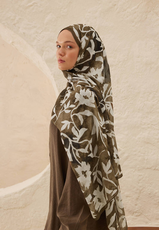 FreshScarfs Rami Hijab petunia desen toprak