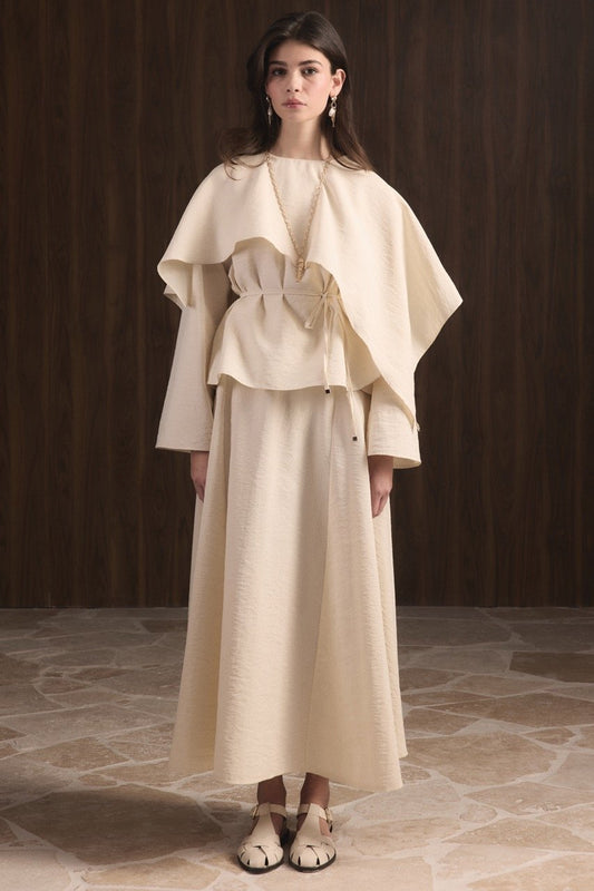 Ahel 2-teiler mit Schaldetail & Rock 8245 Ekru