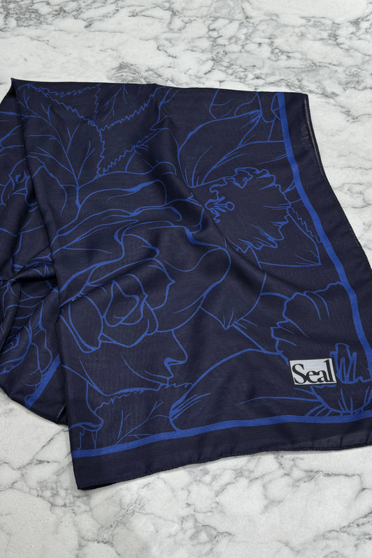 FLOWER Soft Vual Schal Marineblau