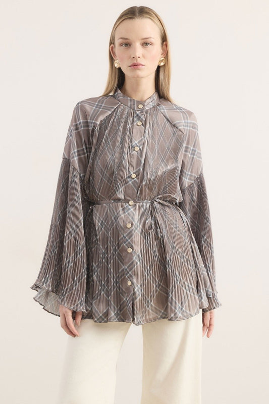 Ahel Satinhemd Karomuster 8336 Grau