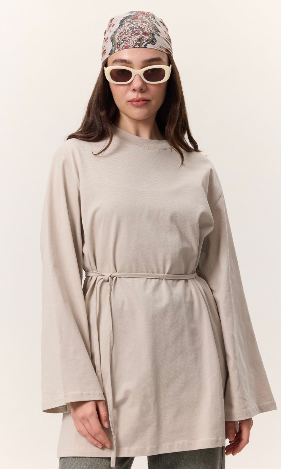 Manuka Oversize Langarm Shirt mit Gürtel