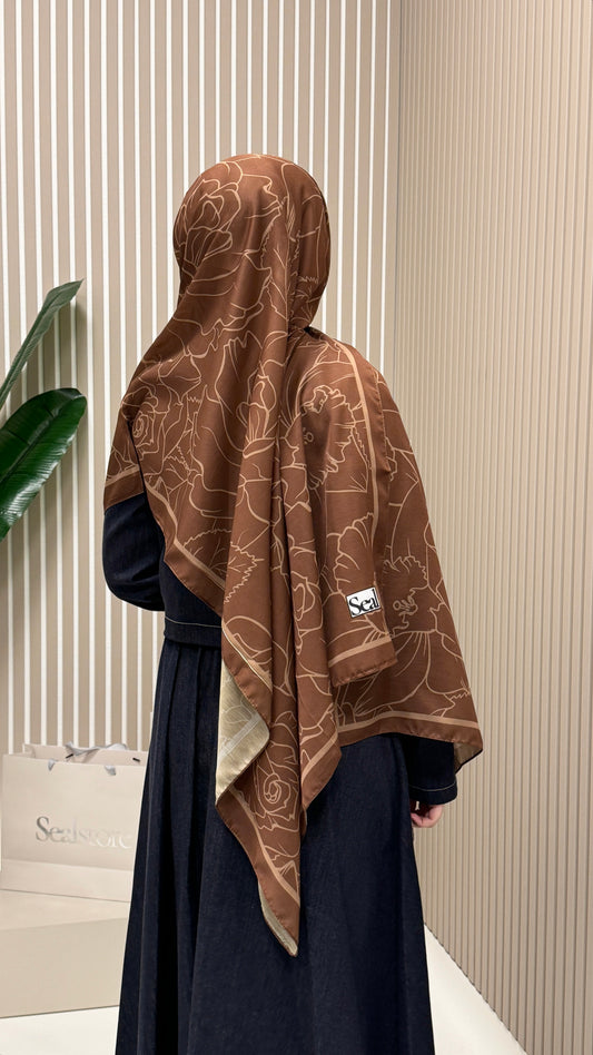 FLOWER Soft Vual Schal Braun