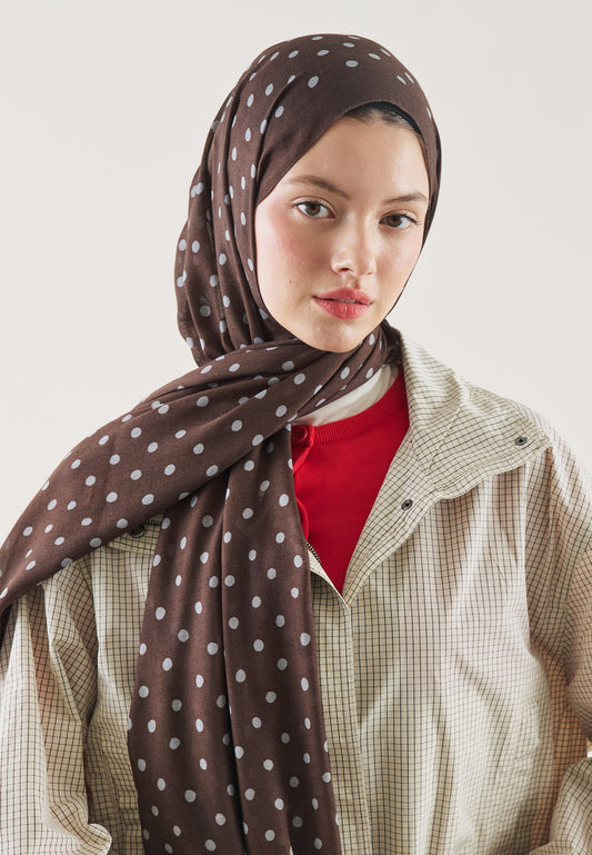 FreshScarfs Rami Hijab Small Polka Dots Aci Kahve