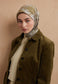 FreshScarfs Pamuklu Ipek Dokulu Esarp 95x95cm Sienna Yag Yesili