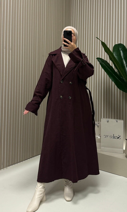 Denim Trenchcoat Burgundy