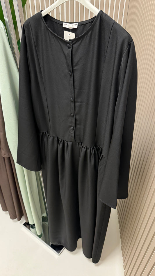Kleid mit Knopfdetail Schwarz