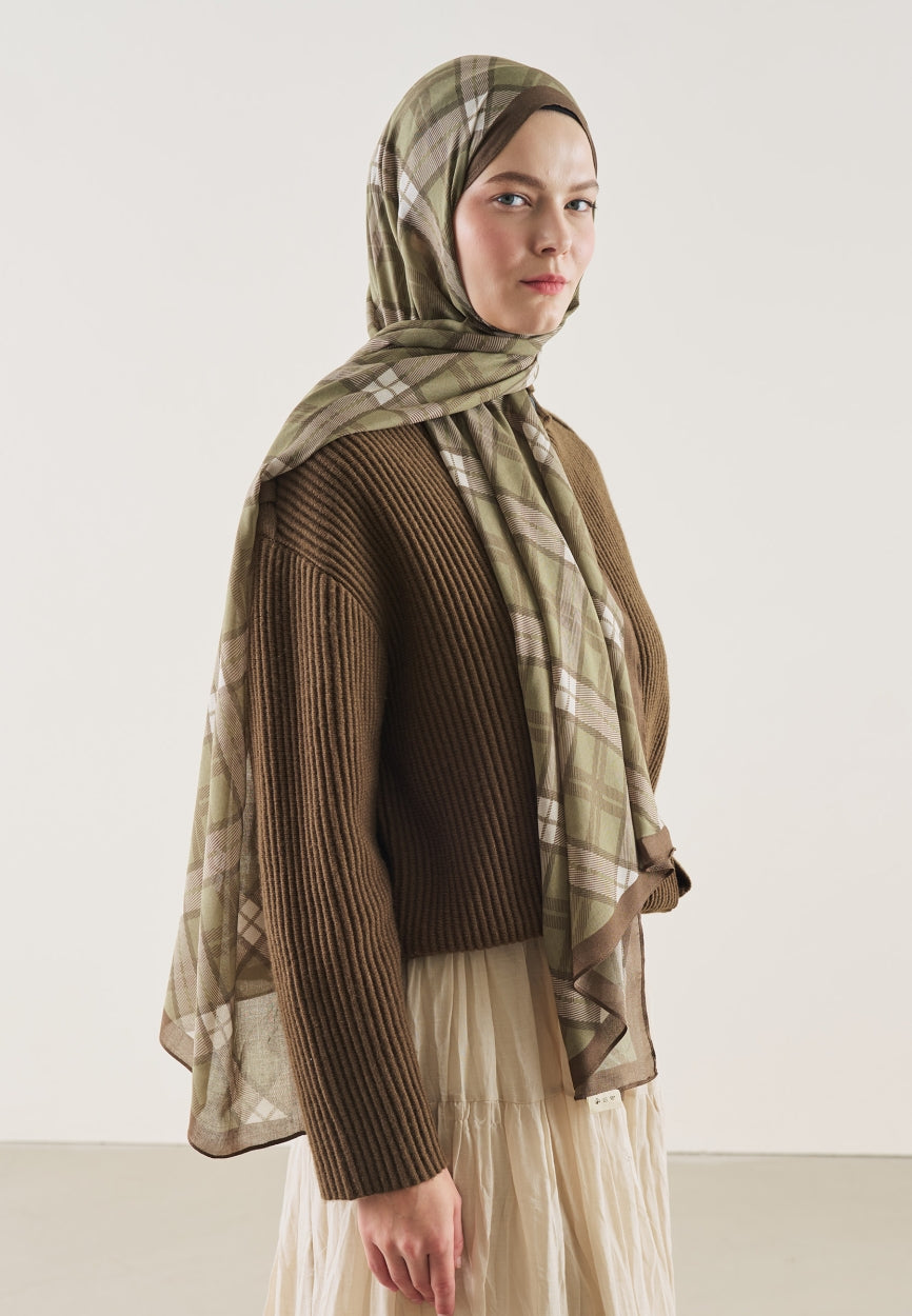 FreshScarfs Rami Hijab Plaid Desen Kahve