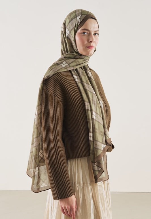 FreshScarfs Rami Hijab Plaid Desen Kahve