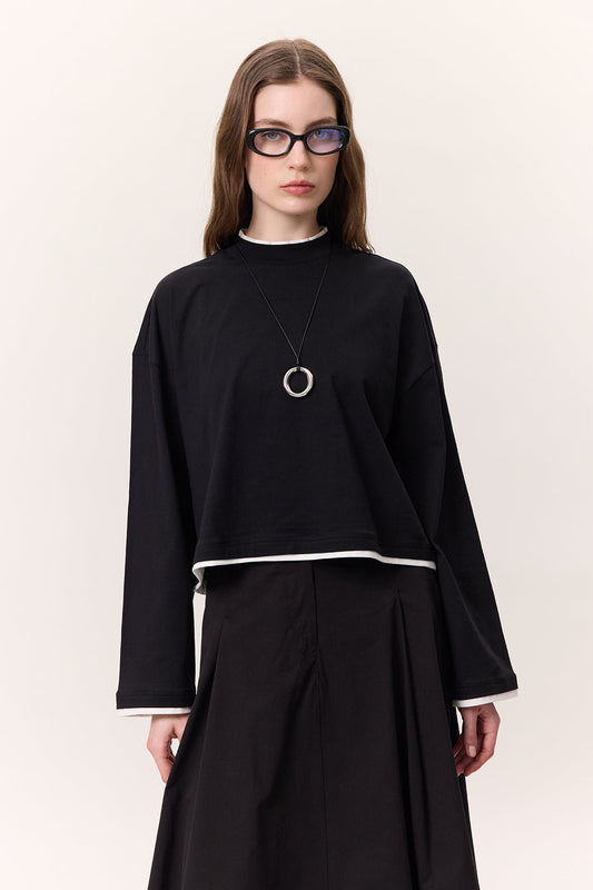 Manuka Langarmshirt mit Kontrastdetail