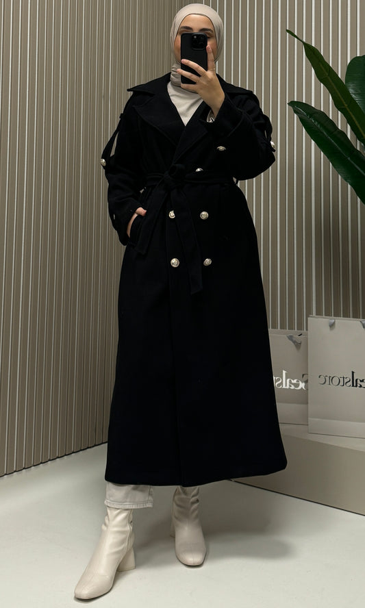 Mantel mit goldenen Knöpfen 5588 schwarz
