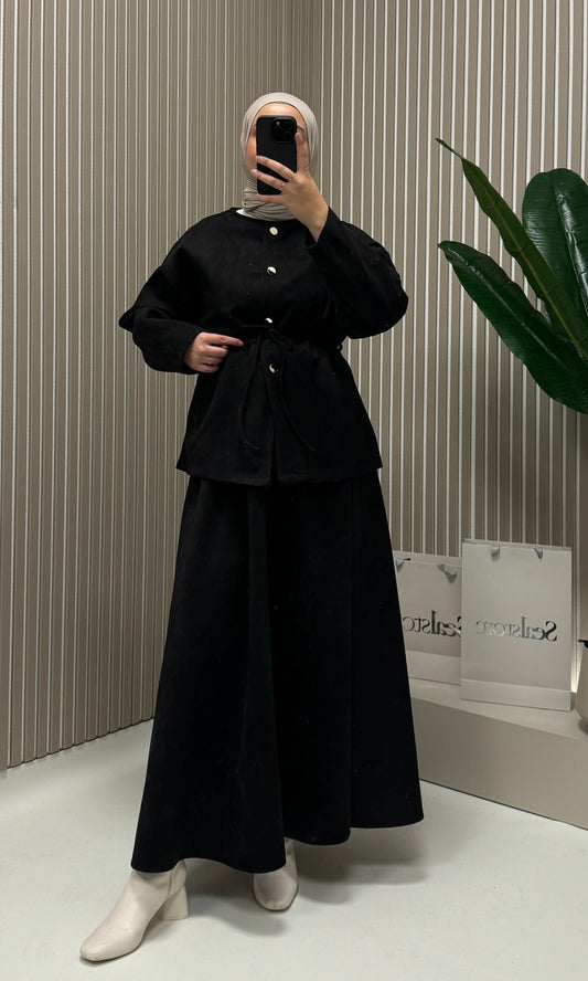 Suede 2-teiler mit Rock Schwarz