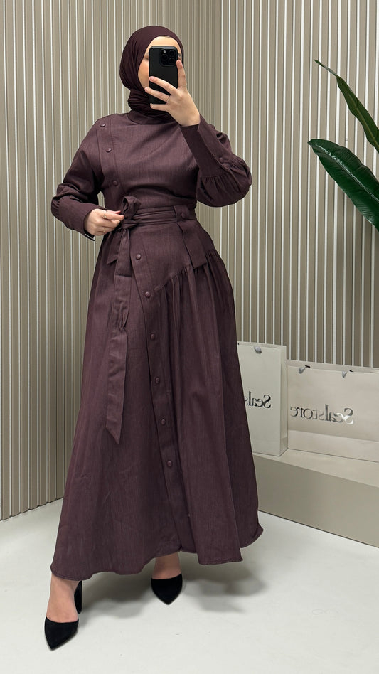 MOILA Kenza Denimkleid mit Knöpfen 614 Bordeaux