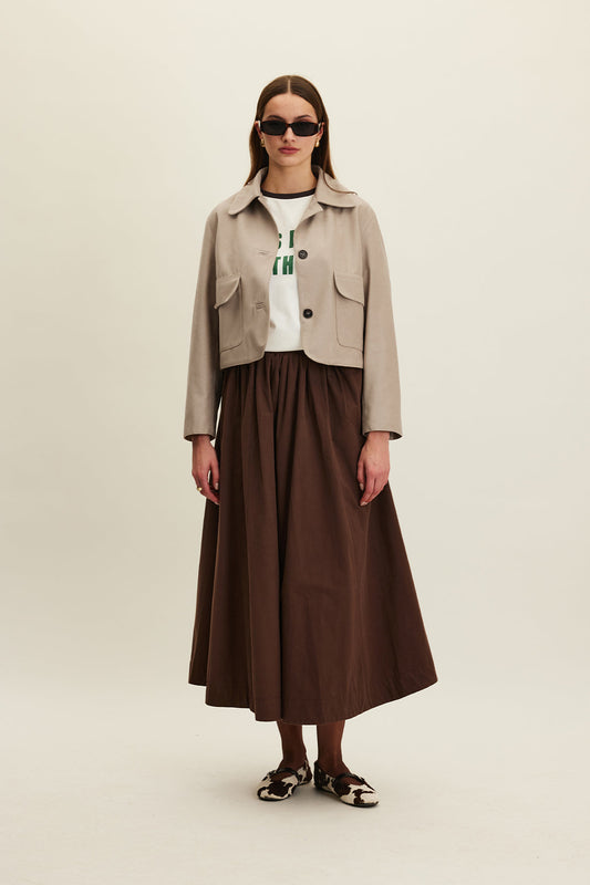 Manuka kurze Suede Jacke Sandfarben M-4506