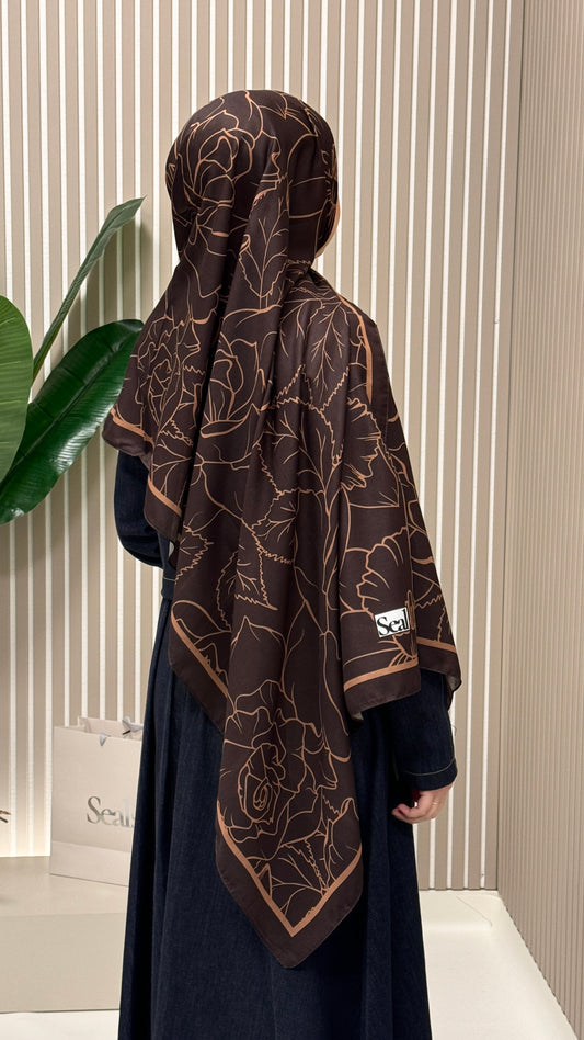 FLOWER Soft Vual Schal Dunkelbraun