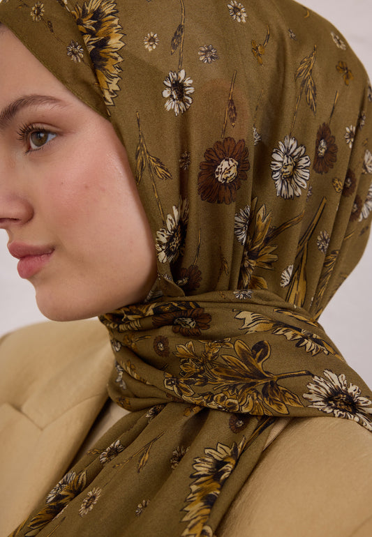 FreshScarfs Rami Hijab Blooming dahlia toprak