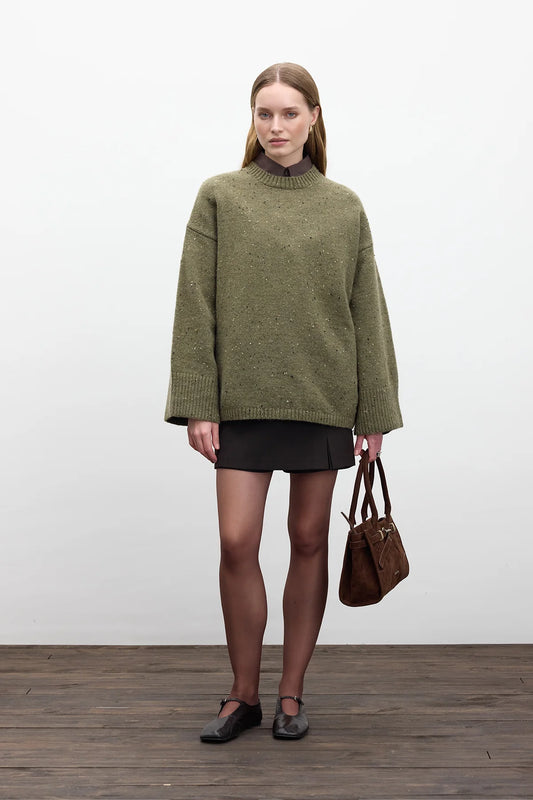 Manuka Oversize Strickpullover Khaki (4747)